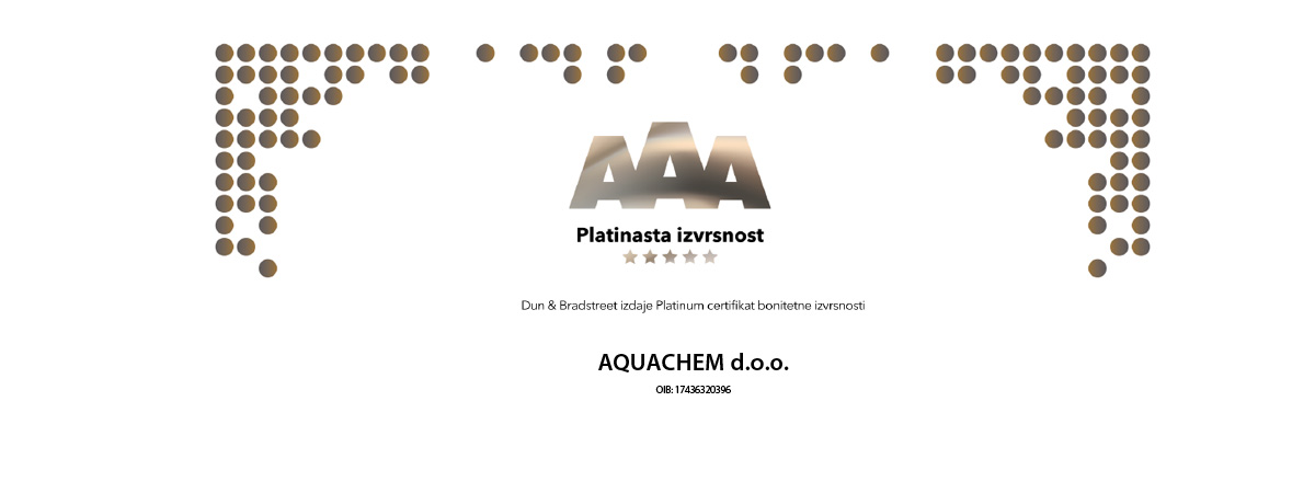 Šestu godinu za redom Aquachem je nositelj prestižne Platinaste bonitetne izvrsnosti